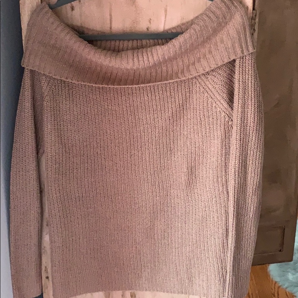 Blush off the shoulder sweater
